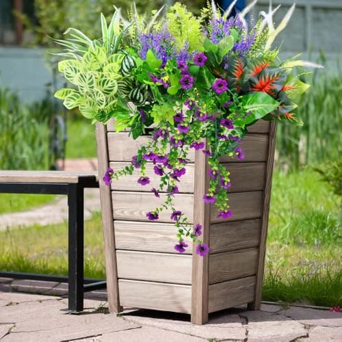 Artificial Plants 14 Bundles Outdoor – UV Resistant Faux Greenery with Flowers & Shrubs, Hanging Stems Fake Plants for Porch, Patio, Window Boxes,...