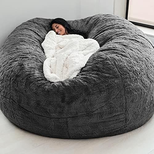 JaidWefj Pouf en Fausse Fourrure, Fauteuil Poire géant Luxueux pour Adultes de 5/6/7 Pieds, Fauteuil Poire Ultra Doux (sans Remplissage)