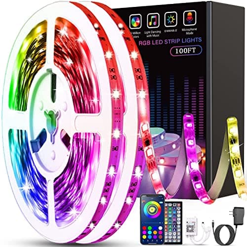 Tenmiro Led Lights for Bedroom 100ft(2 Rolls of 50ft) Smart Music Sync Color Changing LED Strip Lights with App and Remote Control RGB LED Strip,...