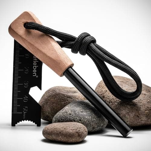 À propos | Outil de survie pour allume-feu Zünden Original Ferro Rod – Jusqu'à 15 000 coups, acier à feu 3/8" avec manche en bois, gâche multi-outils et...