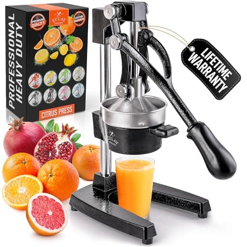 Zulay Kitchen Cast Iron Juicer - Manual Citrus Press and Lemon Squeezer - Premium Quality Heavy Duty Manual Juicer for Orange Juice and Lime...