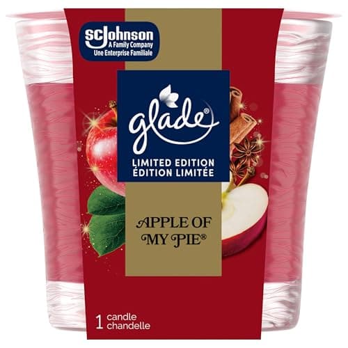Glade Bougie parfumée, bougie d'aromathérapie désodorisante infusée d'huiles essentielles pour parfum d'intérieur, 1 mèche, pomme de ma tarte