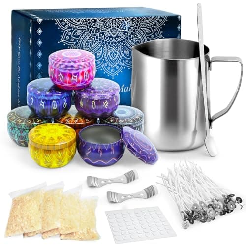 Candle Making Kit, Full Set of Candle Making Supplies Including with Candle Make Pouring Pot, Candle Wicks, Wicks Sticker, 3-Hole Candle Wicks...
