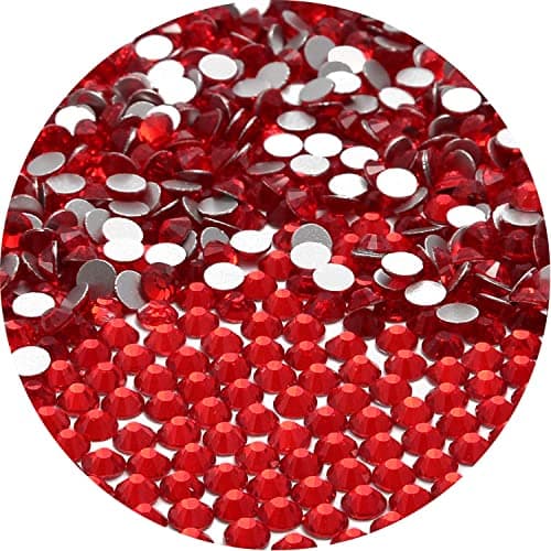 NCB 2000 pcs Flatback rond en verre Nail Art strass cristal pour bricolage fabrication d'accessoires chaussures, vêtements, visage art, sacs, manucure (Siam, SS10 2000pcs)