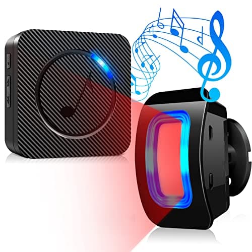 Wireless Motion Sensor LED Light - Motion Detector Alarm with 500 FT Range Loud Chimes Security Alert Monitor System for Home, Store, Office, and...