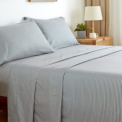 Queen Size Bed Sheets Set 4PC - Soft Micro Cooling 1800 Thread Count Printed Sheet, 8-17 Inch Deep Pocket Sheet & Pillowcase Sets, Machine Washable...