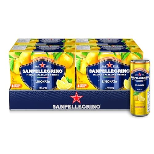 San Pellegrino Naturali Italian Sparkling Drink Limonata, Lemon, 330 mL Can, 24 Cans Total