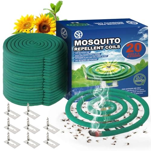 Mosquito Repellent Coils for Outdoor Use - Reaches up to 10ft, Each Coil Burns for 5-7 Hours (Four in each pack contains a total of 16 coils and 8...