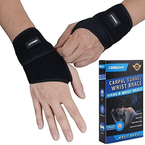 CERBONNY Carpal Tunnel Wrist Brace,2Pack Wrist Support Brace Adjustable Wrist Strap Reversible Wrist Brace for Sports Protecting/Tendonitis Pain...
