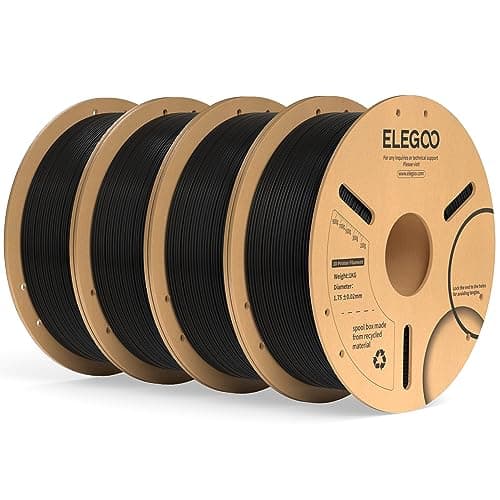 ELEGOO PLA+ Filament 1.75mm Black 4KG, PLA Plus 3D Printer Filament, Dimensional Accuracy +/- 0.02 mm, Tough & High Strength, Fit for Most FDM...