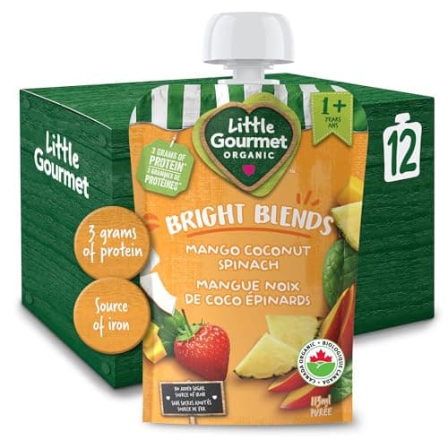 Little Gourmet Snack biologique pour tout-petits Bright Blends Mangue Noix de Coco Épinards, 113 ml (lot de 12)