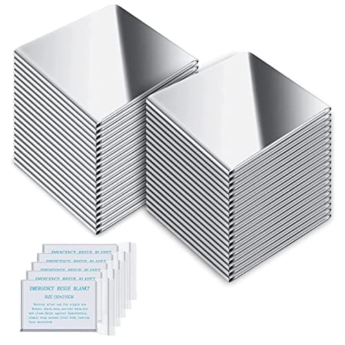 Paquet de 30 couvertures réfléchissantes en aluminium pour l'extérieur - Couvertures thermiques en Mylar pour l'extérieur, le camping, la randonnée, l'aventure ou les marathons - 51 x 82,6 pouces