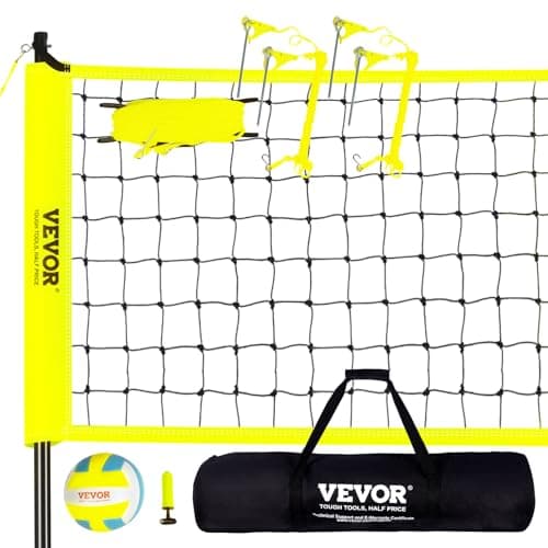 Système de filet de volley-ball portable extérieur VEVOR, poteaux en acier à hauteur réglable, ensemble de volley-ball professionnel avec vol en PVC...