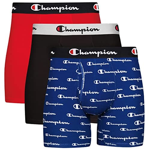Pack de boxers de sous-vêtements Champion pour hommes, évacuant l'humidité, coton extensible performant, caleçons et jambe longue, multipack, écriture bleu blanc...