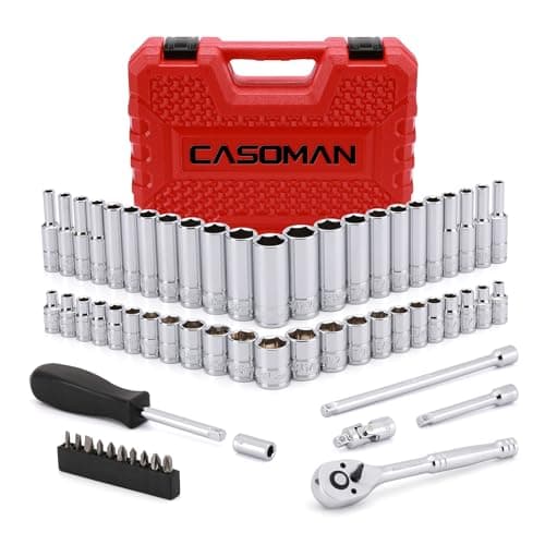 CASOMAN Jeu de douilles principales à entraînement 1/4" avec cliquets, adaptateurs, extensions avec jeu d'embouts Dr. 1/4", pouces/métriques, 6 pans, 5/32" - 9/16", 4...