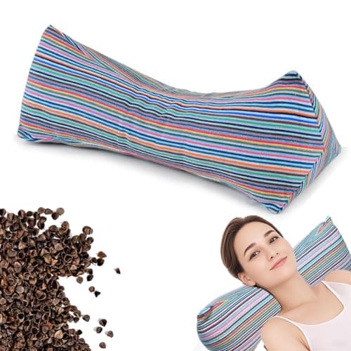 Oreillers cervicaux et cervicaux en sarrasin, oreiller en rouleau réglable en coques de sarrasin, avec doublure intérieure, traversins cervicaux, soutien de la taille au bureau et pause déjeuner...