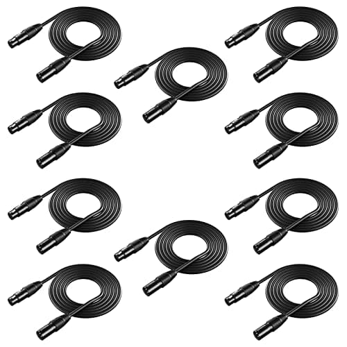 NEEWER 10 in 1 Mega Value Pack with 6.5 Feet / 2 Metres XLR Stage Light Cable Wire 3 Pin XLR Male to Female Connector for Moving Main Light PAR...
