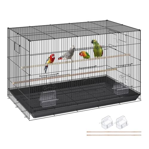 VEVOR Cage à oiseaux de 30 pouces, grandes cages à perruches en métal pour calopsittes, petits perroquets, perruches, tourtereaux, canaris, cage à oiseaux pour animaux de compagnie avec support roulant et plateau