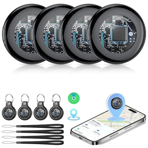 Mise à niveau 2026 [Certifié Apple MFi] (iOS uniquement) Tracker Tags-4 Pack, Tukio Bluetooth Tracker pour Apple Find My, batterie remplaçable, clé d'alerte 100 dB...
