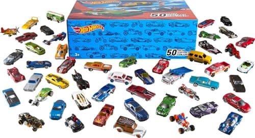 Hot Wheels Toy Cars & Trucks, 50-Pack of 1:64 Scale Vehicles, Individually Packaged (Styles May Vary)
