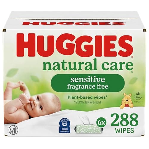 Baby Wipes, Huggies Natural Care Sensitive, UNSCENTED, Hypoallergenic, 6 Flip Top Packs, 288 count