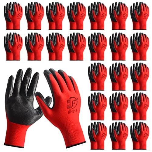 Prix ​​le plus bas en 30 jours | 24 paires de gants de jardinage pour hommes femmes gants de jardin respirants enduits de caoutchouc...