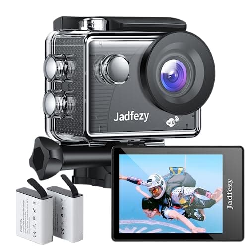 Jadfezy WiFi Action Camera Ultra HD 1080P, 12MP Sports Camera Wide-Angle 2" LCD Screen, 30m/98ft Underwater Waterproof Camera with 2 Batteries and...