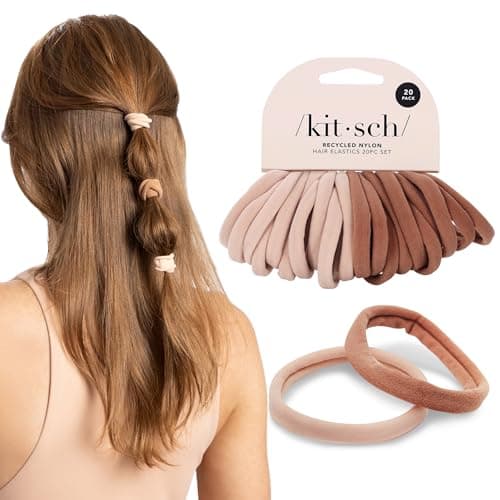 Kitsch Nylon Hair Ties No Damage - Stretchable Hair Bands for Strong All-Day Hold, Ponytail Holders | Hair Accessories for Girls | Ideal Gifts for...