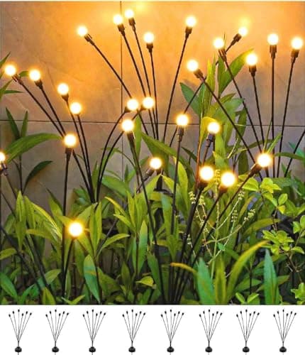 SIOTMERA 8 Count Solar Lights Outdoor Waterproof IPX5, Solar Garden Lights, Wind Swaying Firefly Lights, Solar Christmas Lights, for Yard Lawn...