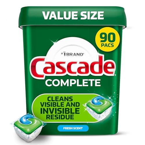 Cascade – dosettes de détergent pour lave-vaisselle, dosettes complètes Actionpacs pour lave-vaisselle, parfum frais, 90 pièces
