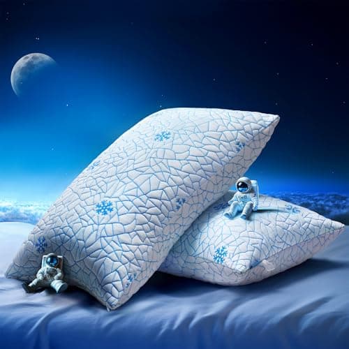 COSYTREE Pillows Queen Size 2 Pack Shredded Memory Foam, Adjustable Height Side Sleepers Pillow with Washable Cover for Back and Stomach Sleepers...