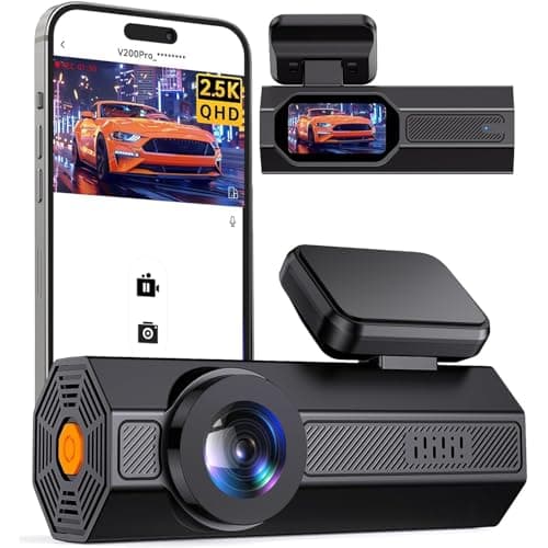 Dash Cam Front 2.5K: VEEMENT Mini Dash Cam for Cars, 1440P Car Camera with APP, 1.47" Display Dashcam, WiFi Dash Cam with WDR Night Vision, 24...