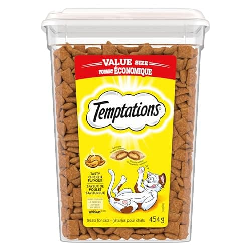 Friandises pour chats TEMPTATIONS, saveur de poulet savoureux, pot de 454 g