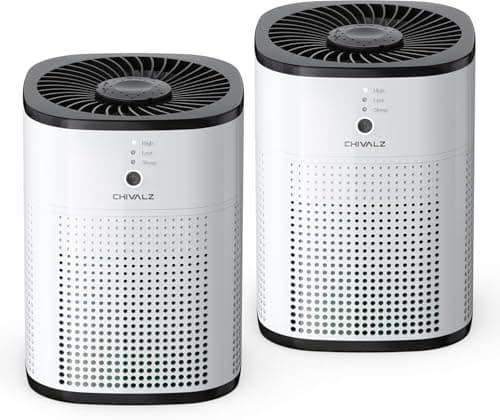 2 Pack CHIVALZ Air Purifiers for Bedroom with True HEPA Filter for Smoke, Dust, Pollen, Pet Dander, Small Air Purifiers for Home Bedroom, Quiet Air...