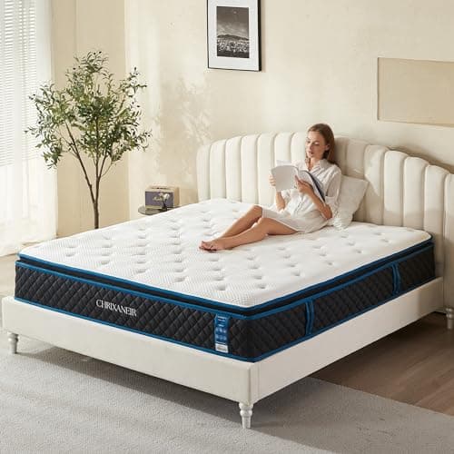 Matelas King Size | Matelas hybride de 12 pouces dans une boîte | Mousse à mémoire de forme moyennement ferme et ressorts ensachés | Isolation des mouvements et soulagement de la pression | CertiPUR-US...