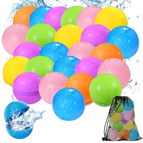 Reusable Water Balloons, Silicone Water Splash Ball with Mesh Bag, Quick Self-Sealing Water Bomb for Kids Adults Outdoor Activities Water Games Toy...