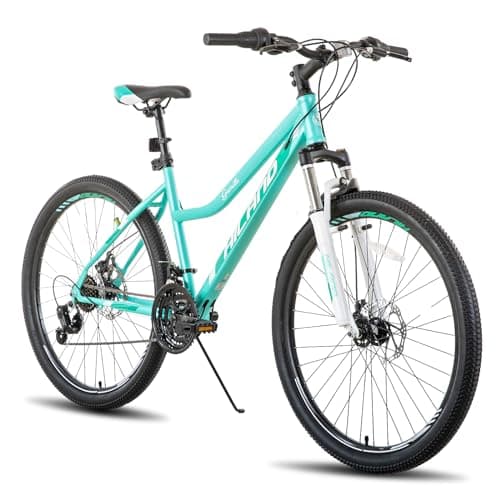 Hiland 26 Inch Womens Mountain Bike,with Step-Through Frame, 21 Speeds,Suspension Fork MTB, Bicycle for Women Lady Female, Green