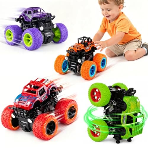 Monster Trucks Toys for Boys 3 4 5 6 Year Old - Friction Powered Car Toys for Toddlers Kids Ages 3-5-7, Birthday Christmas Party Supplies Gift for...