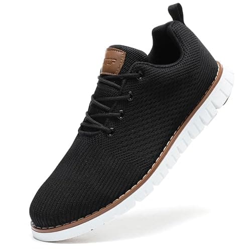 ziitop Chaussures de course à pied pour homme - Baskets tendance en maille - Chaussures Oxfords - Légères - Décontractées et respirantes - Chaussures formelles de travail - Noir