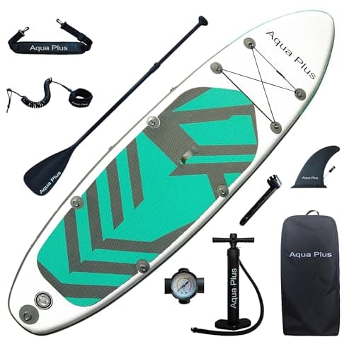 Aqua Plus 6inches Thick Inflatable SUP for All Skill Levels Stand Up Paddle Board,Paddle,Pump,ISUP Travel Backpack, Leash,Shoulder...