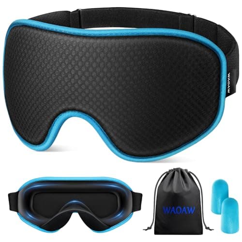 WAOAW Sleep Mask Blackout, Eye Mask for Sleeping - 3D Breathable Soft Comfortable, Adjustable Light Blocking Night Sleeping Mask(Blue)
