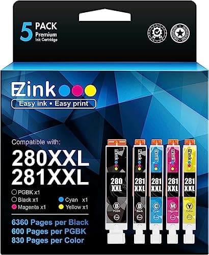 E-Z Ink (TM) Compatible Ink Cartridge Replacement for Canon PGI-280XXL CLI-281XXL 280 XXL 281 XXL Compatible with TR8620a TR8620 TS702a TS9520...
