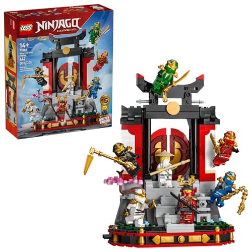 LEGO NINJAGO Ninja Character Display Jouet de construction du 15e anniversaire pour enfants, à partir de 14 ans - Ensemble de jeu Ninja avec Maître élémentaire de la foudre + 7...
