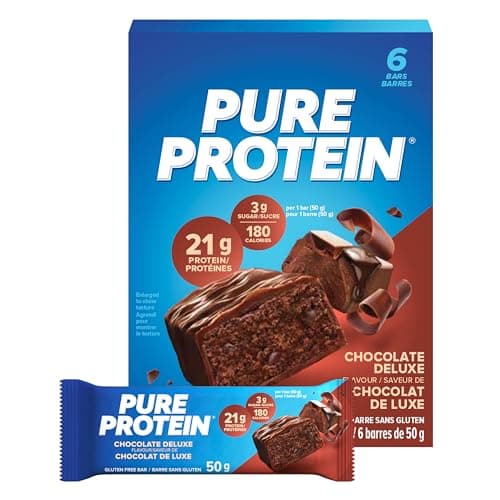 Barres protéinées pures – Barre nutritive et sans gluten, à base de mélange de protéines de lactosérum – collation protéinée à faible teneur en sucre. Délicieusement satisfaisant. Fabriqué au Canada,...