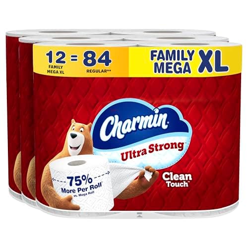 Papier toilette Charmin Ultra Strong Clean Touch, 12 rouleaux familiaux Mega XL = 84 rouleaux réguliers
