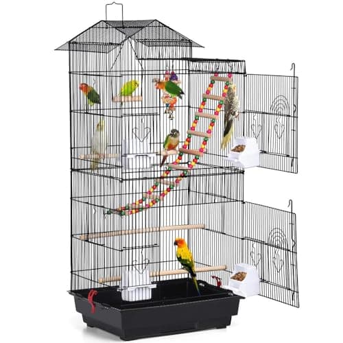 Yaheetech 39'' Roof Top Bird Cage for Small Birds Cockatiels Sun Parakeets Green Cheeks Conures Parrots Parakeets Budgie Finches Lovebirds Bird...