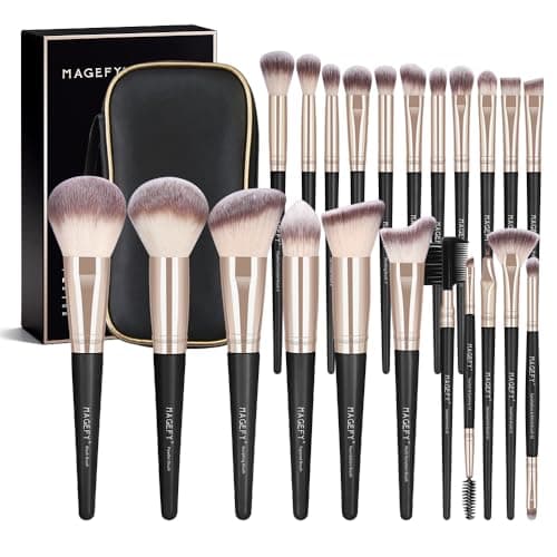 MAGEFY 22 Pcs Makeup Brushes with Case, Professional Makeup Brush Set Face Foundation Brushes Blending Powder Blush Eyeshadow Brushes Makeup Gift...