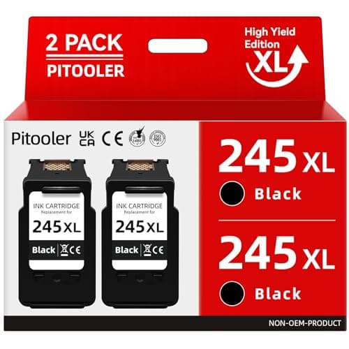 Pitooler for Canon 245XL Black Ink Cartridge Compatible for Canon Printer Ink PG-245 XL Compatible for Pixma TS3420 TR4520 MX492 MX490 TS3425...