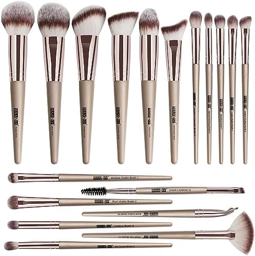 Pinceaux de maquillage MAANGE 18 pièces ensemble de pinceaux de maquillage synthétiques de qualité supérieure fard à paupières professionnel fond de teint sourcil blush correcteur mélange de poudre pour le visage...
