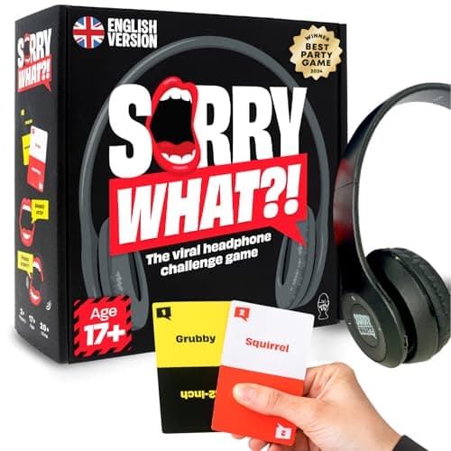 Sorry What (Version anglaise) – Jeux de société de lecture Bad-Lip non censurés pour adultes basés sur la tendance TikTok The Headphone Challenge – 2+ joueurs, 40 000...